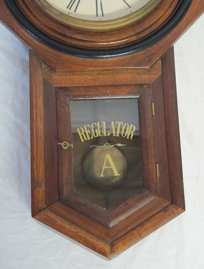 Antique c 1900 Regulator "A" S in Diamond Trade Mark Pendulum Wall